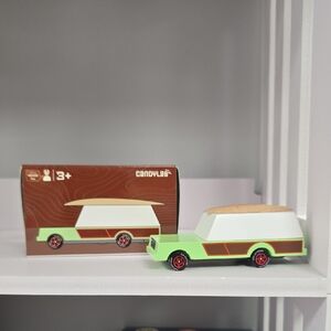 NIB Candylab Wooden Diecast Station Wagon & Surfboard Toy Car